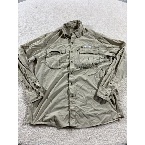 Guide Series Fishing Shirt Mens Large Vented Performance Button Up Brown Tan - Picture 1 of 10